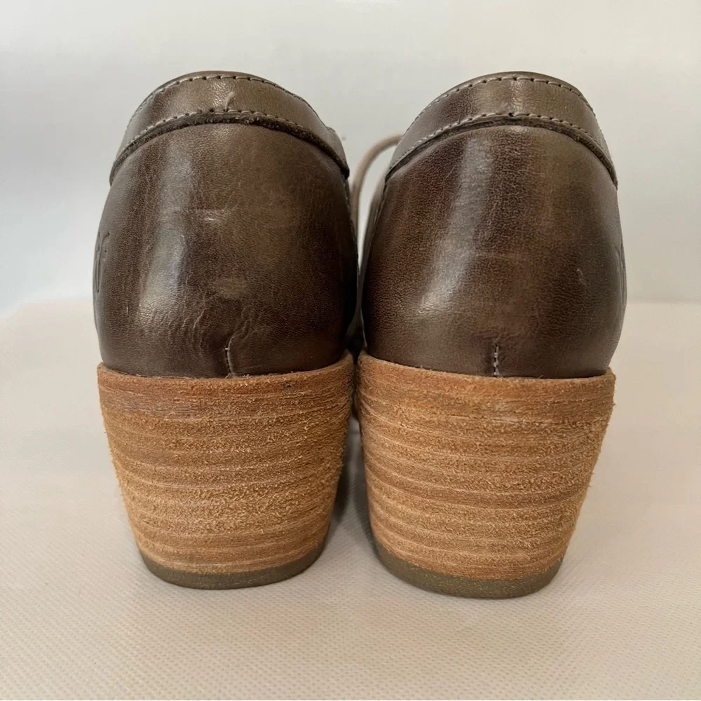 Frye Woven Leather Lace Up Heeled Oxford Shoes - Picture 2 of 10